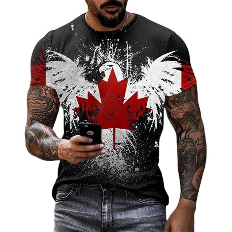 Retro Canada Flag T-shirt 3D P - Street Fashion Canada reseña y precio