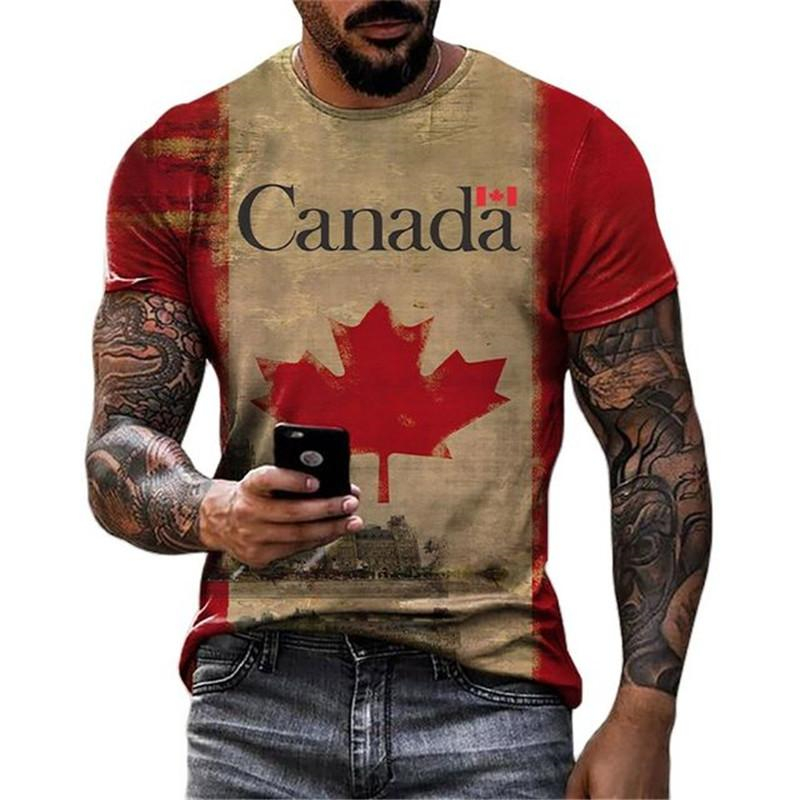 Retro Canada Flag T-shirt 3D P - Street Fashion Canada reseña y precio