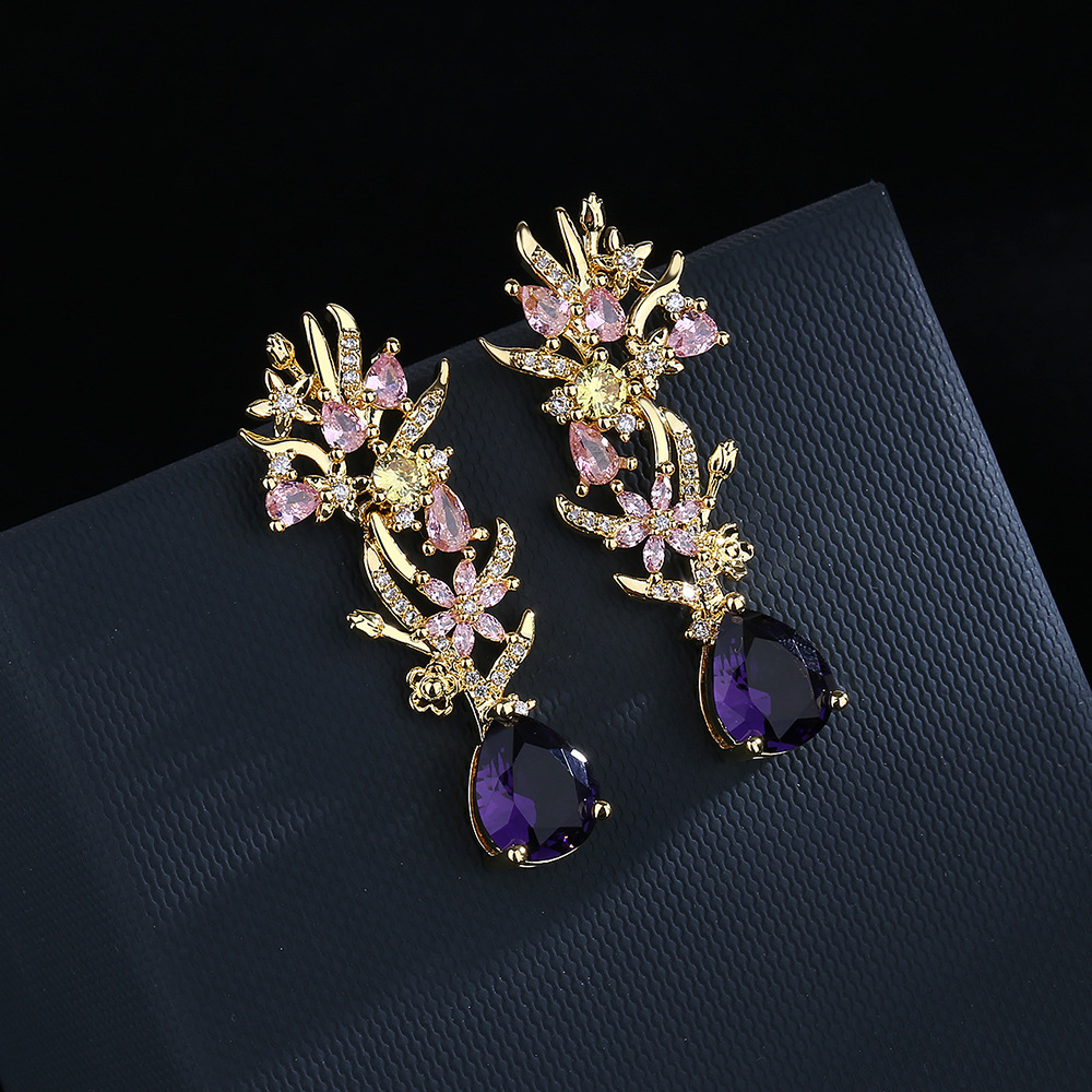Pendientes de flores de circon - Street Fashion Earrings reseña y precio