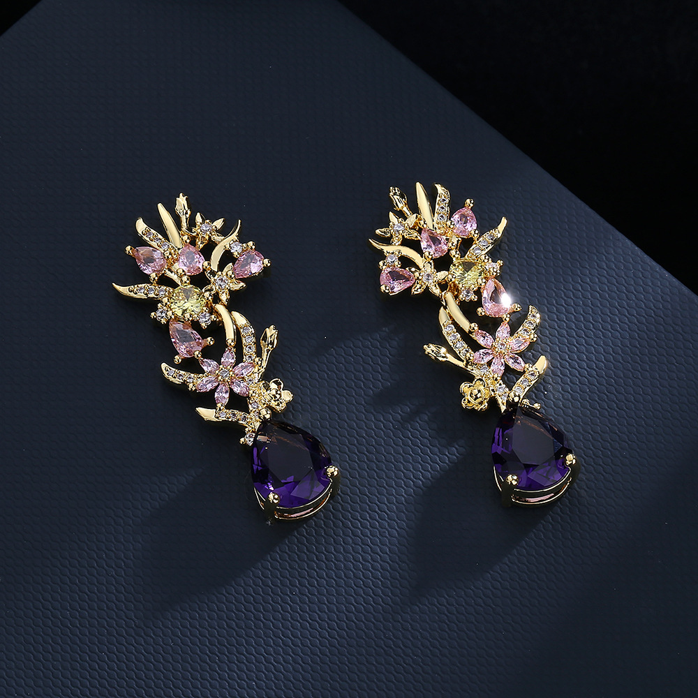 Pendientes de flores de circon - Street Fashion Earrings reseña y precio