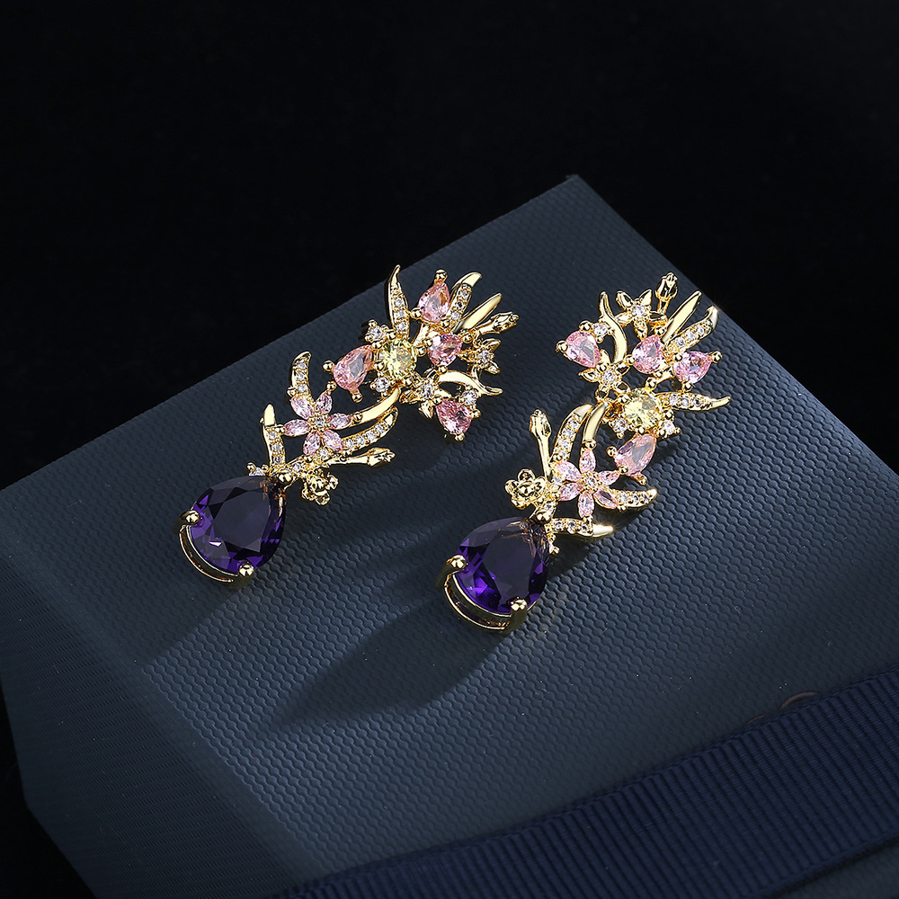 Pendientes de flores de circon - Street Fashion Earrings reseña y precio