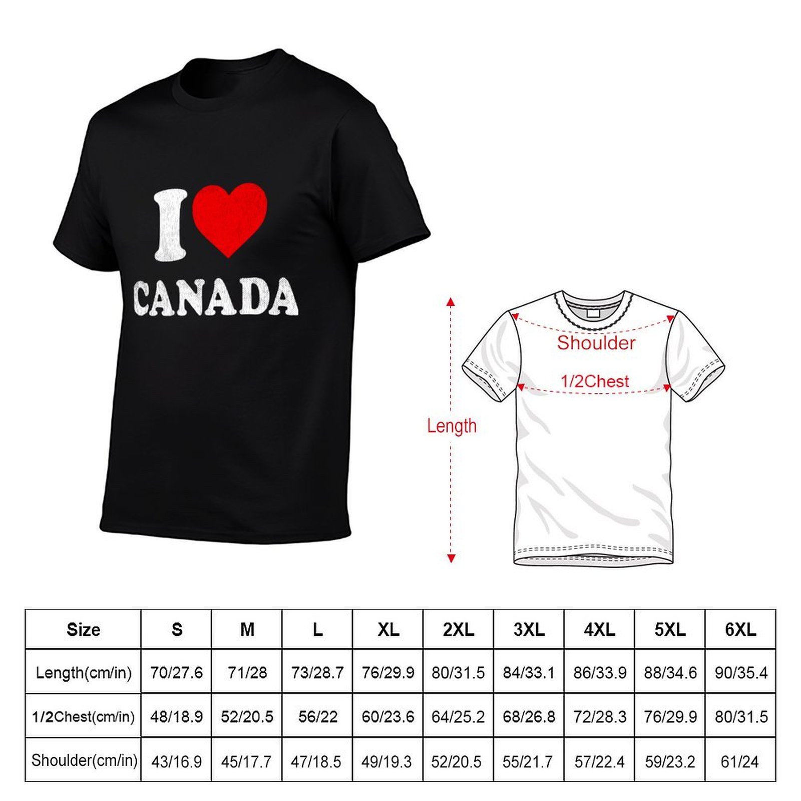Camiseta I Love Canada, camise - Street Fashion Canada reseña y precio